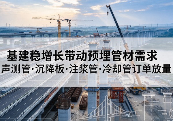 崇左基建稳增长带动预埋监测管材需求，声测管、沉降板、注浆管订单持续放量